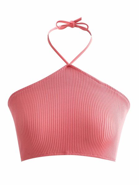 

2020 women's tanks camis tees pink summer new women's fashion fashion with thin tight strap hanging neck dew back small suspend, White