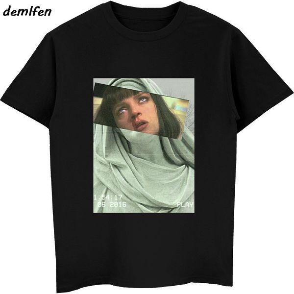 

movie pulp fiction virgin mary print t-shirt new men o-neck short sleeve cotton shirt fashion male tees funny streetwear