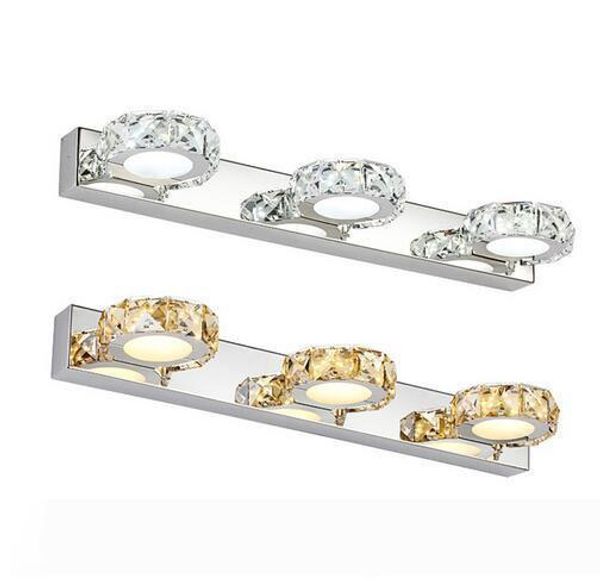 

K9 crystal mirror lamp round bathroom lights 16 32 46 62cm Long Champagne White LED wall light wall sconce lighting