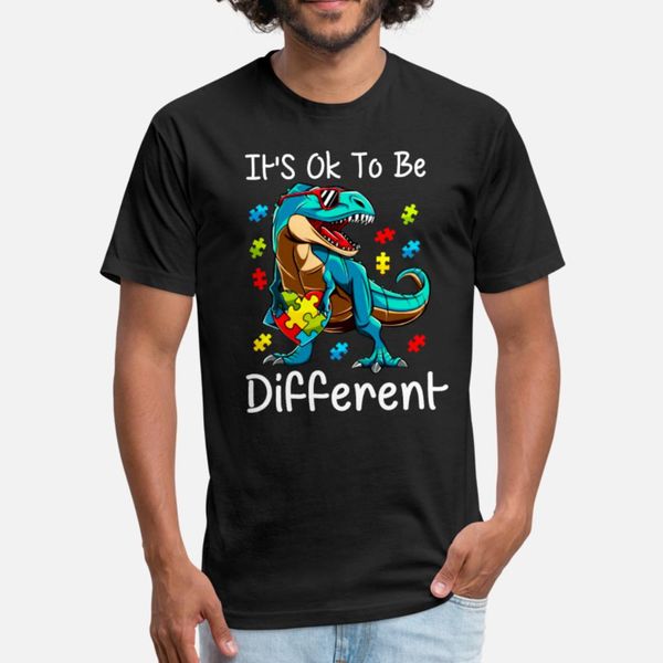 

autism awareness it's ok to be different dinosaur t shirt men customize tee shirt crew neck interesting comical summer style