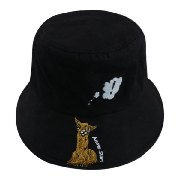 

bucket alpaca new cute hats 2020 white women summer caps fashion print fishing animal sun foxmother black ladies cvebk outdoors2009, Black;white