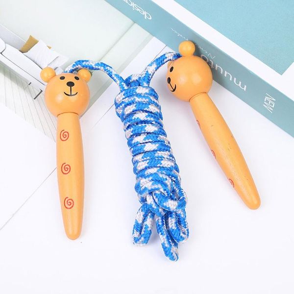 

30# creative cute wood jump rope wooden handle sports rope fitness jump body building skipping for children