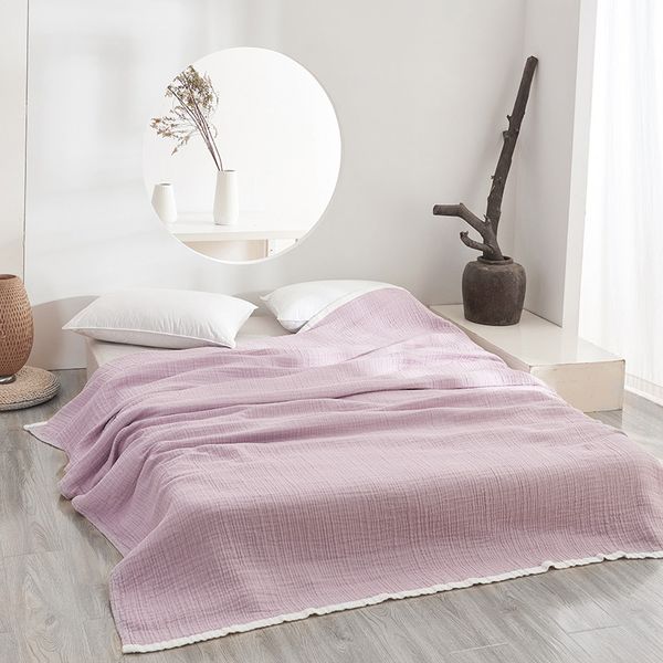 

washed gauze summer cool blanket pure cotton sleeping blankets for student home breathable throw blankets coverlet bedding