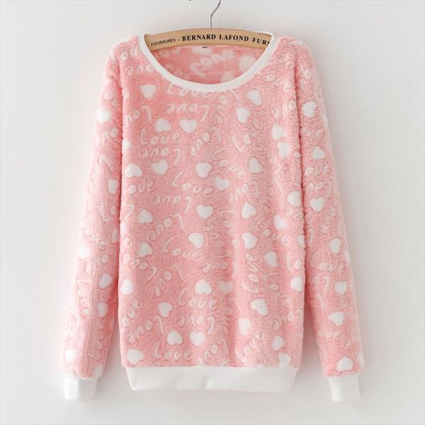 

новое прибытие моды любовное письмо печати harajuku рождество толстовки толстовки женщины 2020 зима теплая фланель толстовки cashmere, Black