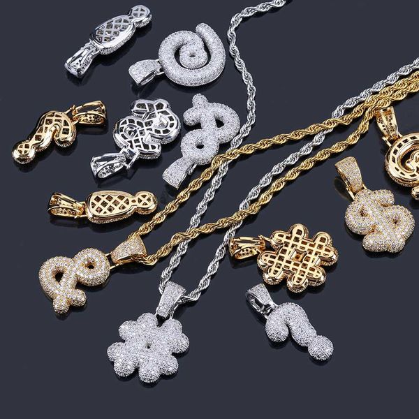

Question Mark Dollar Keyboard Symbol Hip hop Pendant Micro-inlaid Gold-plated Chaotic Couple Necklace European and American Personality
