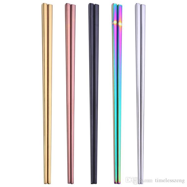 

high grade 304 stainless steel chopsticks 5 colors square flatware home l simple style tableware