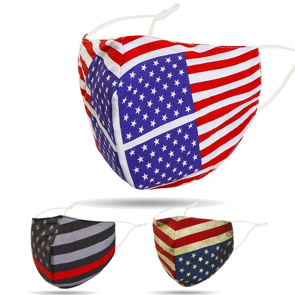 

fashion face mask cotton masks dust-proof washable reusable mask us flag masks can insert filter dhl bwe652