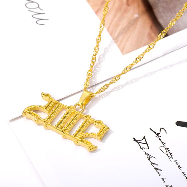 

1985-2020 number year necklaces jewelry for women men stainless steel old english pendant birthday gifts 1997 1998 1999, Silver