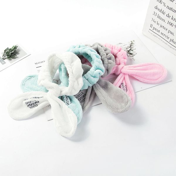 

fashion flannel soft bowknot rabbit ears headband women girls turban cute holder hairbands wash face hair accessories