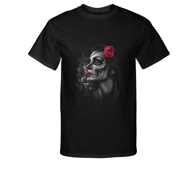 

2019 fashion cotton tee shirt fashion rose girls sugar skull t-shirt