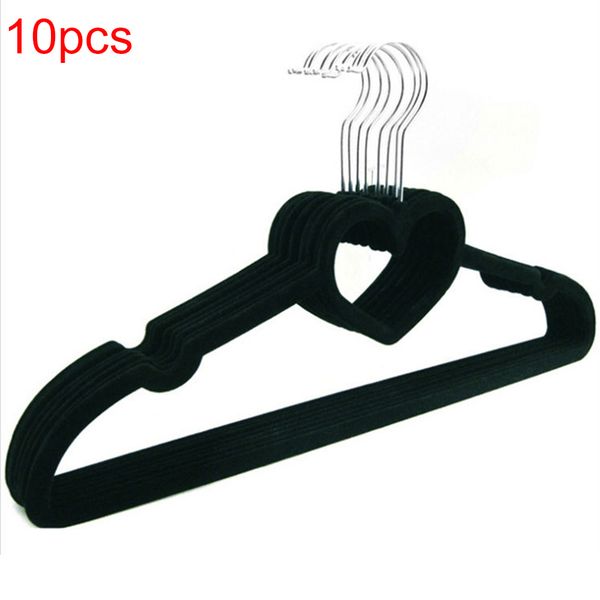 

10 pcs/set plastic heart-shaped flocking portable drying rack clothes hanger