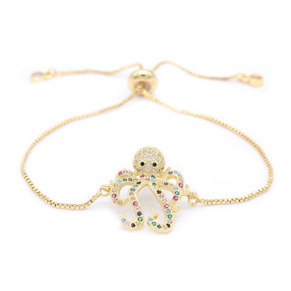 

poshfeel cz zircon crystal ocs bracelet for women animal jewelry gold color chain bracelets summer style mbr190065, Golden;silver