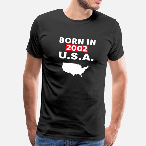 

родился в 2002 году в u.s.a. т рубашки мужчин распечатаны 100% хлопок s-xxxl мужская фитнес смешной повседневный весна осень тонкая рубашка