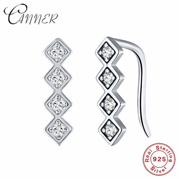 

canner 2020 new fashion jewelry shiny zircon 925 sterling silver stud earring for women trendy ear climber geometric ear studs, Golden;silver