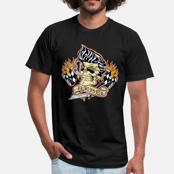 

rockabilly rebel tattoo skull t shirt men designer tee shirt o neck family loose humor spring cool shirt