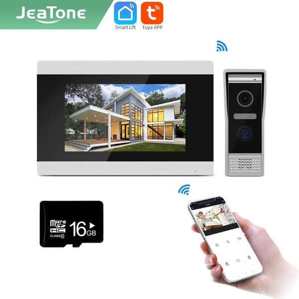 

video door phones jeatone tuya smart 7 inch touch screen intercom for home night vision device doorbell camera wifi monitor ship from europe
