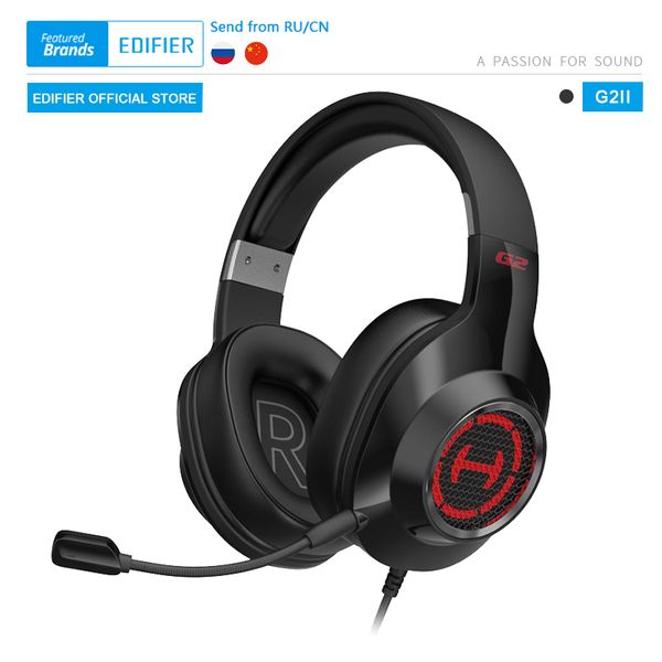 

edifier g2ii gaming headset 50mm driver unit 7.1 surround sound rgb dynamic backlight system microphone with noise cancellation