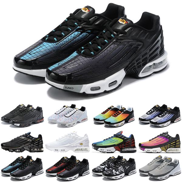 

fashion tn plus 3 men women running shoes triple white black iridescent parachute pack hyper violet mens trainers sports sneakers runners