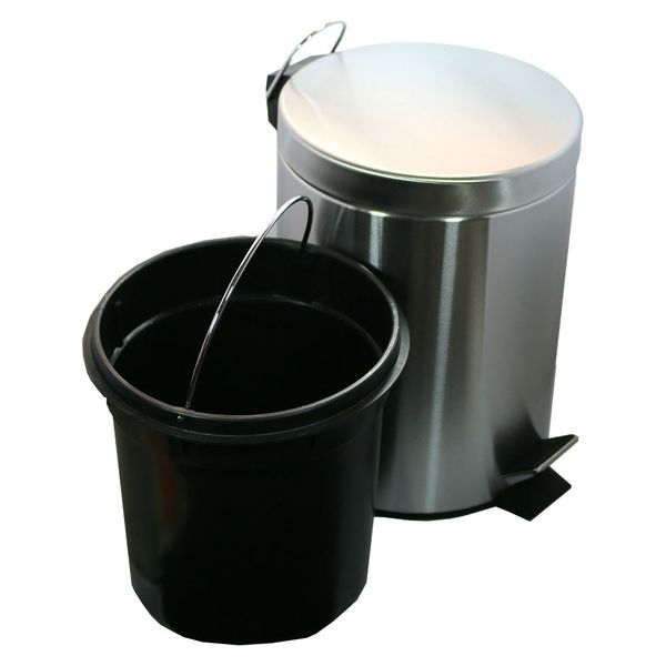 

7 liter storage stainless steel waste bin handle trash can foot pedal with lid