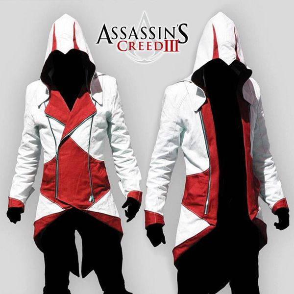 

assassins creed costume cosplay conner kenway hoodie jacket tracksuit novelty sweatshirt hoody plus size cloak jacket men, Black
