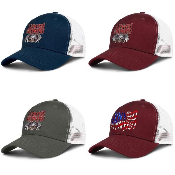 

lynyrd skynyrd made in usa adjustable trucker cap fashion baseball hat vintage dad ball caps for men women rock american flag band music, Blue;gray
