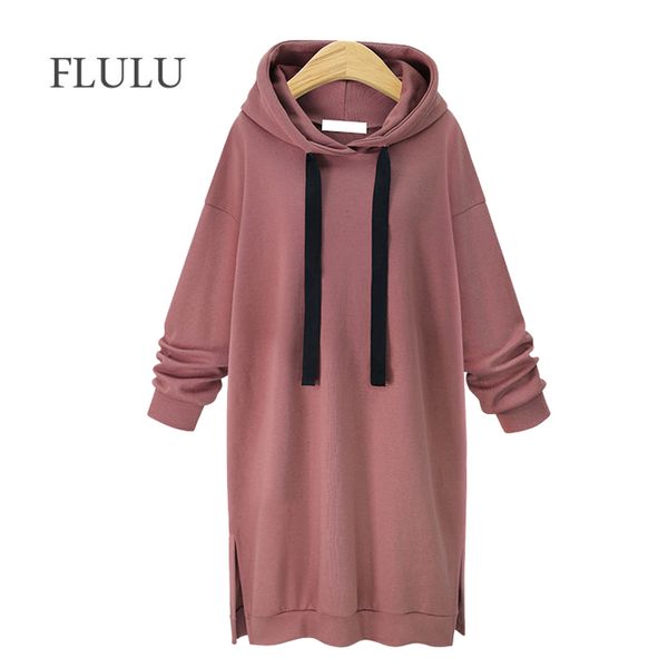 

flulu autumn winter 2018 long hoodie sweatshirt women casual long sleeve sweatshirt hoody pullover ladies sweatshirts coat, Black