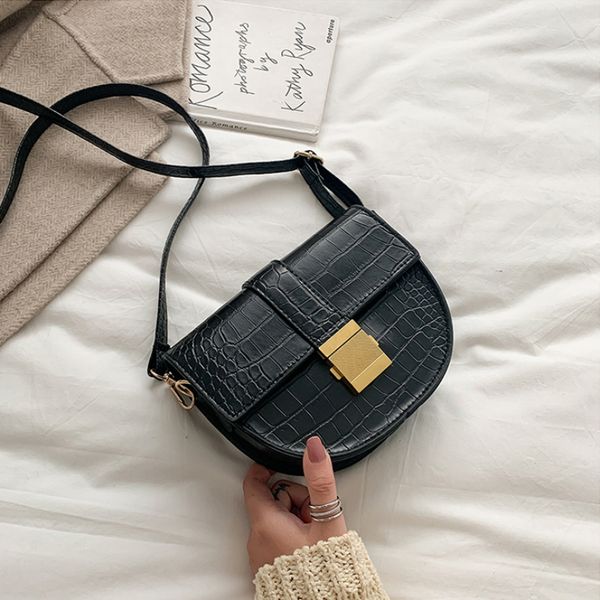 

vintage stone pattern shoulder bags for women 2020 solid color pu leather crossbody handbags small saddle bag and purse