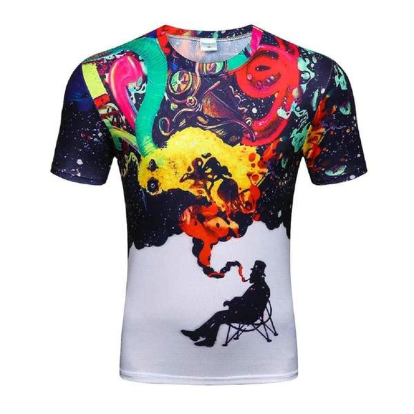 

brand male 3d animal graffiti color lion head summer oversize 3d print shirts horror harajuku horror men clothing