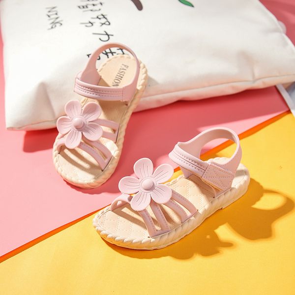 

princess han edition girls sandals, children's recreational summer new flat shoes kids joker female baby shoes, Black;red