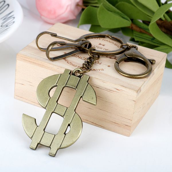 

dongsheng us dollar keychain money american sign symbol logo keyring key holder key chain ring vintage jewelry wholesale, Silver