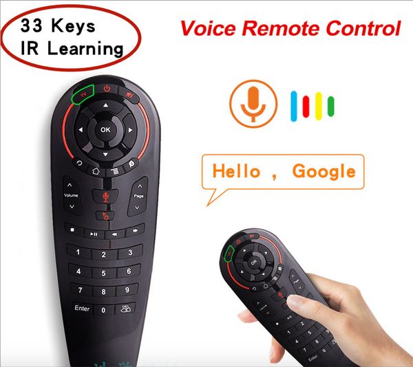 G30 Voice air mouse 2.4G Giroscopio microfono wireless 33 tasti con apprendimento IR per Android TV Box