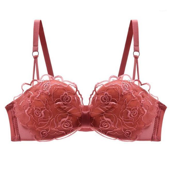 

bras three quarters breathable women designer clothing wire ladies push up underwear comfortable womens, Red;black