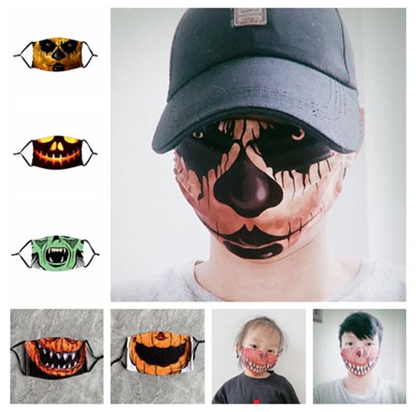 

halloween party mask 3d painting pumpkin grimace face mask for kids reusable protective masks pm2.5 filters washable masks e81103, Blue