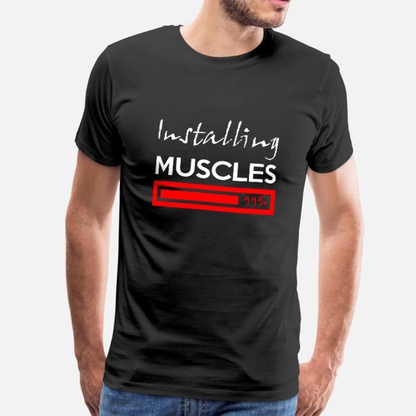 

installing muscles t shirt men gift 100% cotton crew neck gift funny spring leisure shirt