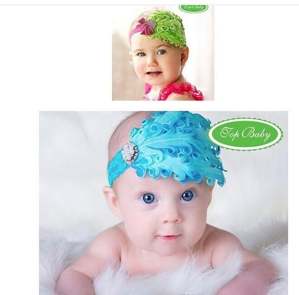 Novos 12 cores Penas Bebê Headband Meninas Hairbands Hairpin Cabelo De Natal Gravata Headbands Acessórios De Cabelo