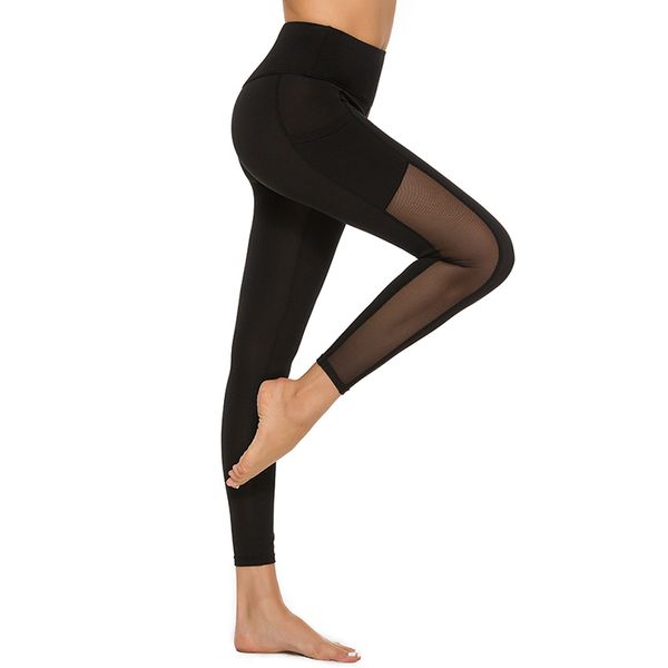 

ms. explosion models high waist tight side seam pocket mesh stitching gym sweatpants jogging yoga pants, White;red