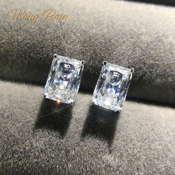 

wong rain classic 100% 925 sterling silver created moissanite gemstone white gold earrings ear stud women fine jewelry wholesale, Golden;silver
