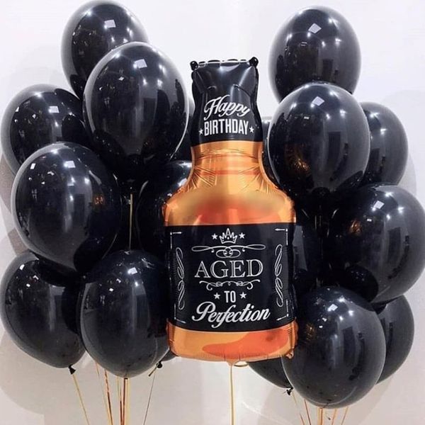 

1pc whiskey bottle cup happy birthday party decorations foil balloon bridal shower wedding bachelorette aged to perfection