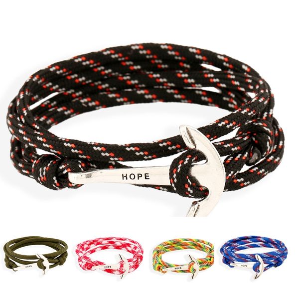 

2020 new fashion nautical navy alloy woven nylon bracelet string charm bracelets for men women fashion jewelry, Golden;silver
