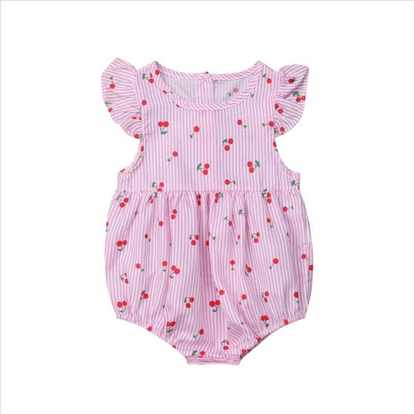 

emmababy toddler baby girls cotton striped cherry romper bodysuit playsuit outfits 0 18  drop shipping, Blue