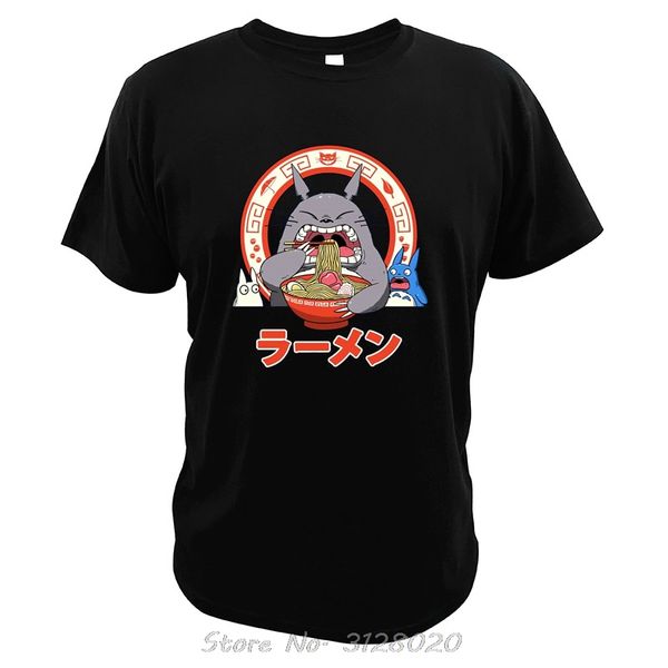 

my neighbor totoro t shirt enjoying big bowl of ramen tshirt tees pure cotton comfortable japanese anime funny tshirt men