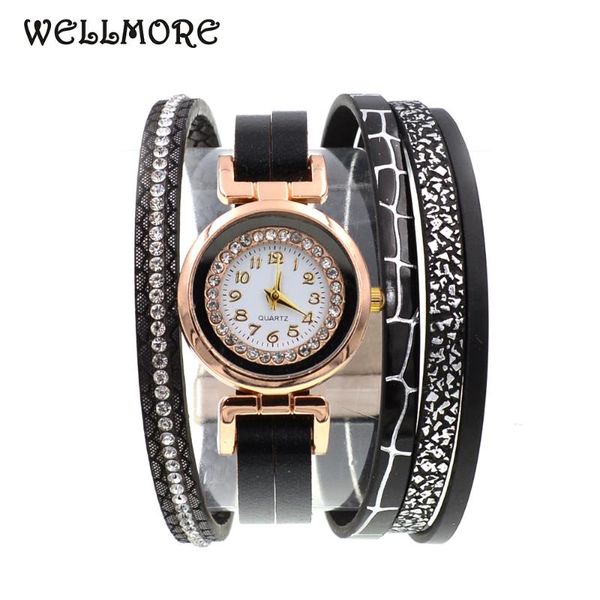 

wellmore new style black /white leather bracelet watch fashion&casual quartz wristwatches for women, Slivery;brown