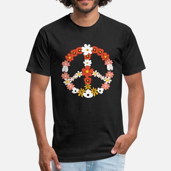 

flowers peace sign flower garland blooms peaceful t shirt men print tee shirt s-3xl fit cute comical summer novelty shirt
