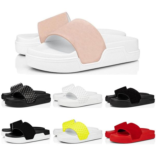 

красные нижних тапочки мужчин женщин моды горки тройные черные белые желтые шипы мужских плоские шлепки пляж отель сандалия платформа на отк, Black