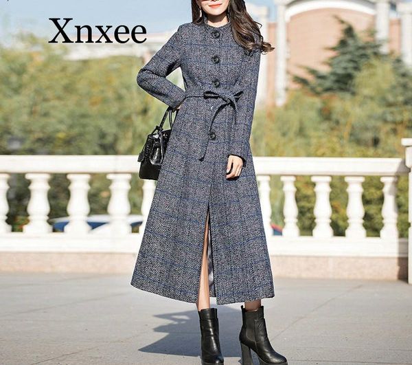 

woolen coat women classic long wool coats 2020 new wool jackets trench winter outerwear plaid woman coats, Black
