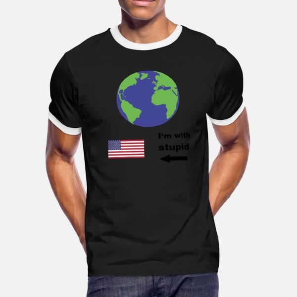 

earth i m with stupid usa t shirt men print cotton s-xxxl family famous casual summer original shirt