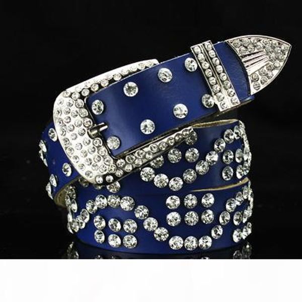 

новый модный моды роскошь дизайнер супер сверкающих бриллиантовый кристалл циркона кожаный ремень для женщин 110см 3.6ft, Black;brown