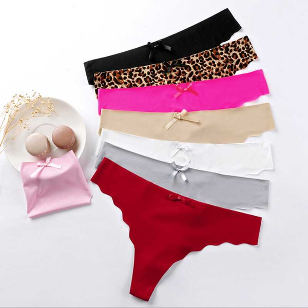 

2pcs/lot leopard ice silk thong panties seamless g string underwear women low rise thongs lingerie bikini t back briefs, Black;pink