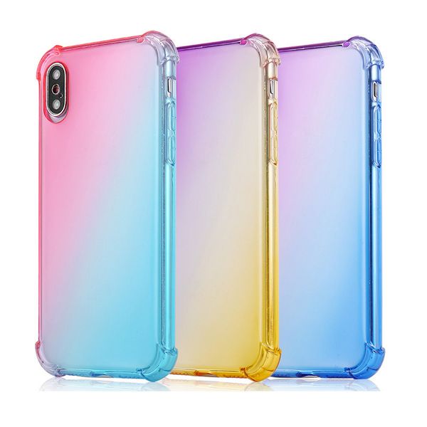 

gradient colors anti shock airbag clear cases for iphone 11 pro max xs 8 7plus 6s for samsung s10 s9 note 9