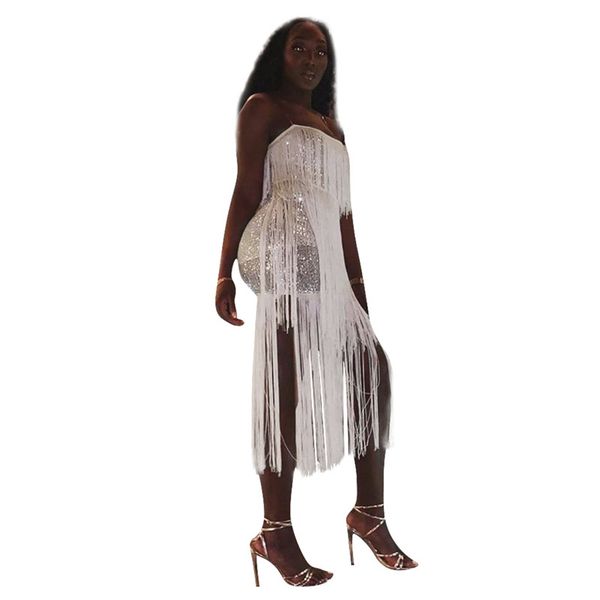 

women dresses fashion tassel panelled sequins dresses casual slash neck sleeveless natural color dress women clothes, Black;gray